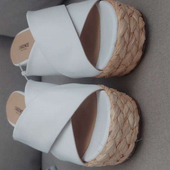 New L'AGENCE White Platform Sandals Size 42/US 12 - Picture 2 of 8